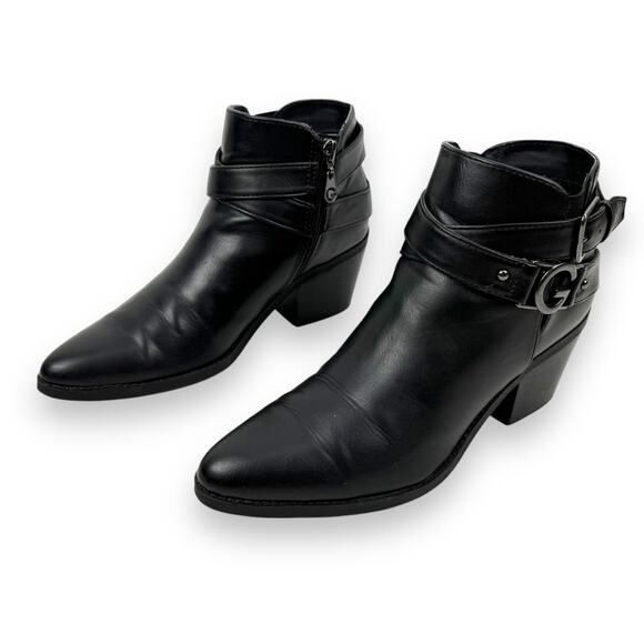 GUESS GBG black vegan leather cowgirl ankle boots - Picture 2 of 13